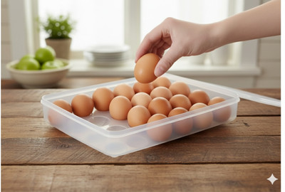MAXTID Plastic 24 Grid Space Saver Egg Holder Tray with Durable Plastic Body Storage Basket(Pack of 1)