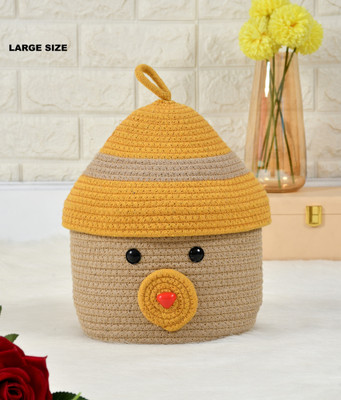 FABMARTS Jute Handwoven Multi purpose Large Storage Basket(Pack of 1)