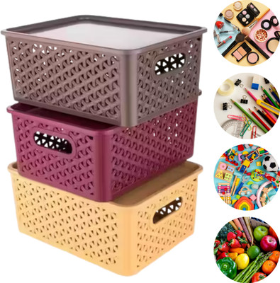 SuhaanEnterprises Plastic Storage Basket(Pack of 3)