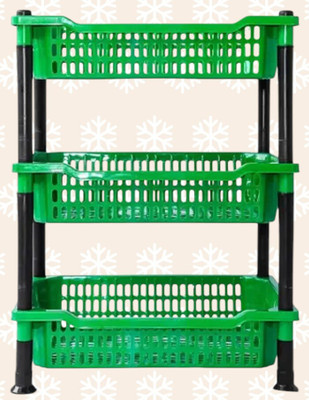 VYOM ENTERPRISE Plastic multistack pro 3 Storage Basket(Pack of 1)