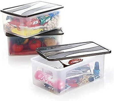KDZONE Plastic Fridge Container  - 2000 ml(Pack of 3, Clear)