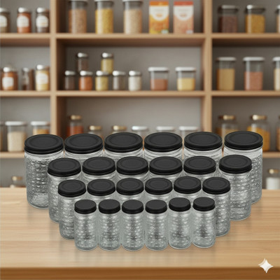MAXTID Plastic 24 Pcs Shatterproof Plastic Jars for Kitchen & Pantry Storage Basket(Pack of 24)