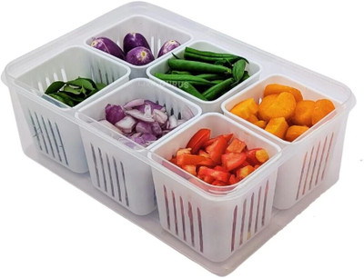 Prachi Plastic 6 Grid Fridge Storage Boxes Freezer Storage Containers Storage Basket(Pack of 1)