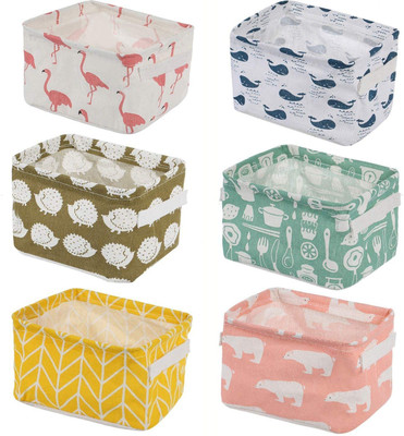 Dherik Tradworld Nylon Desktop Storage Box for Baby Toy Makeup Book Sundries Organizer Case Bag Storage Basket(Pack of 6)