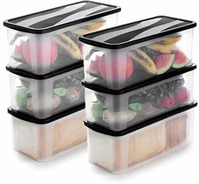 ADMONITION Plastic Grocery Container  - 2000 ml(Pack of 6, Brown)