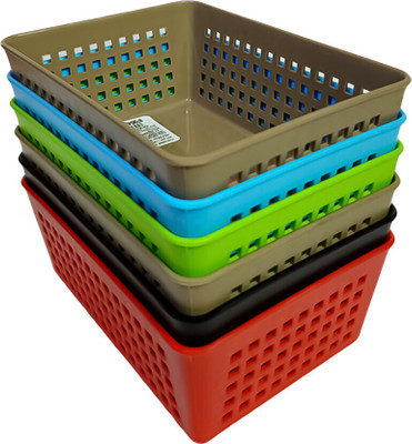 NNY Plastic FP Bombay Plastic Small Square Storage Basket(Pack of 6)