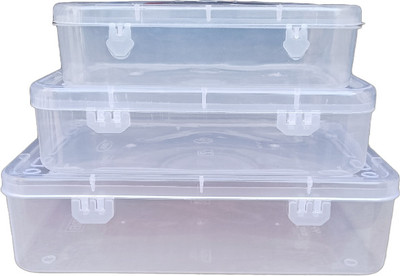GREATERE BUYBEST COMBO PACK OF 3 MULTIPURPOSE PLASTIC STORAGE BOX WITH LOCK - TRANSPARENT Storage Box(Clear)