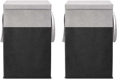 Zebics Laundry big Basket 2 Pieces Combo pack with organizer Laundry storage Bag. Storage Box(Black, Grey)