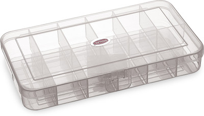 YUIOP - Click 12 Multipurpose Transparent Storage Box -12 Grids -Ideal For Small Items Storage Box(White)
