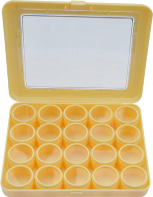 Luxuro Plastic Box With 20 Round Tins Transparent View Storage Box(Yellow)