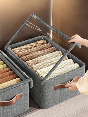 INJOFASH Storage Box for Clothes Foldable Cupboard Organizer for Clothes Storage Box(Grey)
