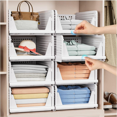 Shiswa Pack of 5 Stackable Clothes Organizer Set: Wardrobe, Storage Rack & Drawer Boxes Storage Box(White)