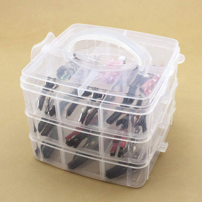 Remang 3 Layer Clear Plastic Stackable Art & Craft Storage Box with 18 Compartments Storage Box(Clear)