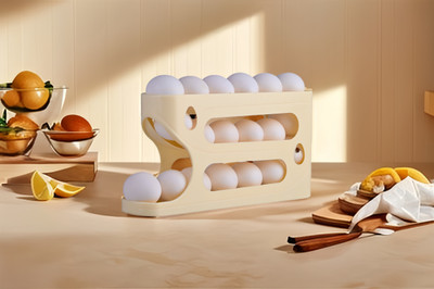 Arni Rolling Egg & lemon Dispenser For 18-24 Eggs Storage Box(Beige)