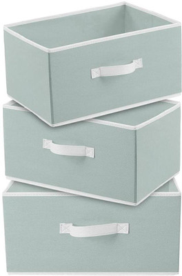 ZOVIRA Multipurpose Rectangular Drawer Storage Organizer Foldable Storage Box with Side Handle, Replacement Drawer Storage For Toys & Clothes Organizer (3 Pcs)(Grey)