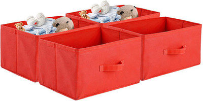 Tiarakrafts Multipurpose Storage Containers for Clothes Storage Boxes for Wardrobe Pack Of 4 Storage Box(Red)