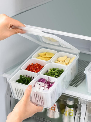 kitchmake Plastic Fridge Container  - 2200 ml(White)