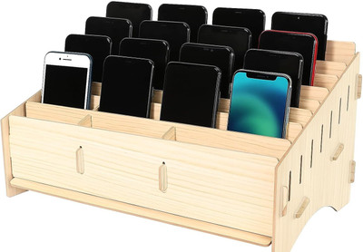 Bellveen 24 Grid Wooden Desktop Mobile Phone Storage Box(Multicolor)