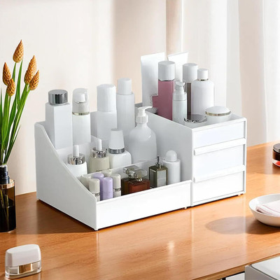 MGKENTERPRISE 7 Compartments plastic Organizer Drawer Makeup with Multiple Drawers Office Storage(White)