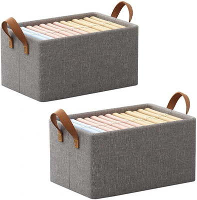 Vervita Storage Wardrobe Organizer Storagewith Handles Metal Foldable Cloth Storage box Storage Box(Grey)