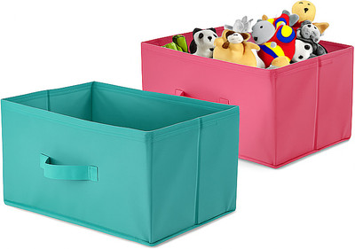 Tiarakrafts Multipurpose Storage Containers for Clothes Storage Boxes for Wardrobe Pack Of 2 Storage Box(Green, Pink)