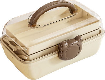 HoopVool 3 Compartments Plastic Kid storage box(Brown)