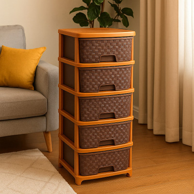 YUBITUBY 5 Compartments Plastic All(Brown)