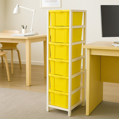 MAXTID 6 component Yellow Storage Organizer for Home/Parlour and Storage Solution Box Vanity Box(Yellow)