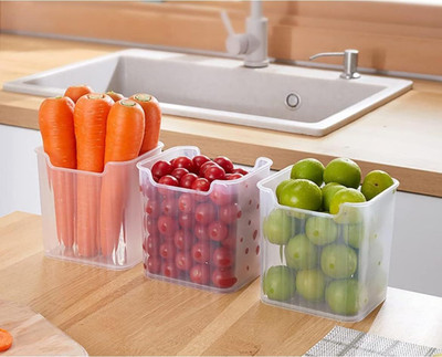 AK10ZONE Plastic Fridge Container  - 1200 ml(Multicolor)