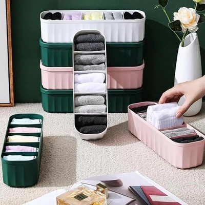 tvAt Drawer Organizer for Socks, Undergarments (Pack of 4) Storage Box(Multicolor)