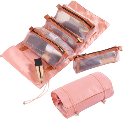 DIYASALES 4 in 1 Folding Travel Toiletry Bag, Roll Up Pouch Makeup Organizer Box Cosmetic Bag