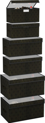 KUBER INDUSTRIES Shelf Organizers(Black, Polyester)
