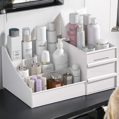 DNkitch 7 Compartments Plastic Makeup Organiser(White)