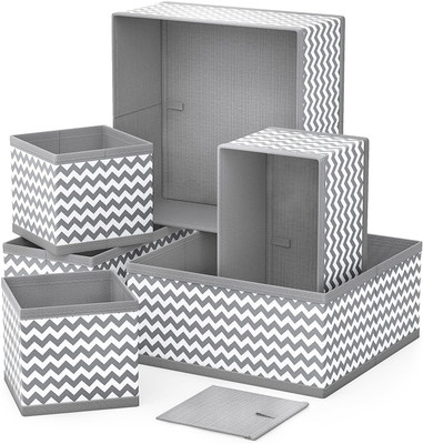 vitzie 6 Pcs Cube Basket Grey Wave_RM Closet Divider(Fabric)