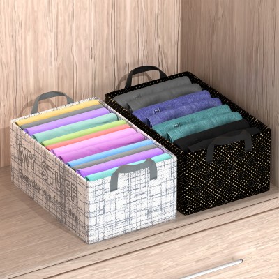 KUBER INDUSTRIES Shelf Organizers(Grey, Black, Cotton)