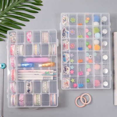 Radha 36 Grids Clear Multi-Utility Plastic Storage Box with Adjustable Dividers X2.66 Plastic Wall Shelf(Number of Shelves - 2, Clear)