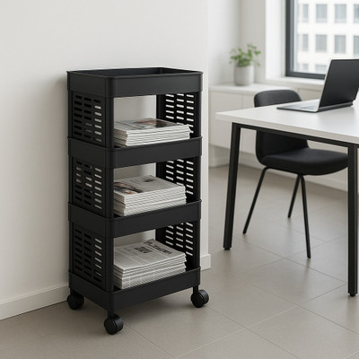 MAXTID 4 compartment Black Magazine & Newspaper Racks Plastic Cutlery Drawer Divider(Plastic)