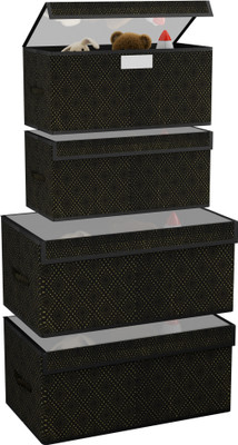KUBER INDUSTRIES Shelf Organizers(Black, Polyester)