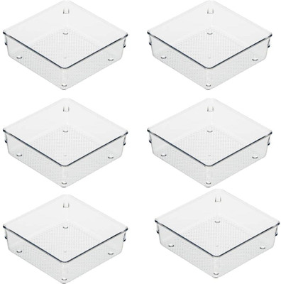Silvestara 6 Compartments plastic makeup holder(transparent)