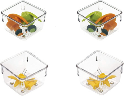 Kepzell 4 Compartments Plastic small accessories holder(Clear)