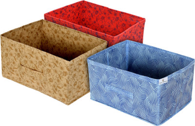 KUBER INDUSTRIES Shelf Organizers(Blue, Red, Beige, Polyester)