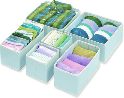 HOUSE OF QUIRK Shelf Organizers(Blue, Polyester)
