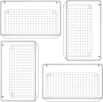 Kepzell 4 Compartments Plastic kitchen tools holder organizer(Clear)