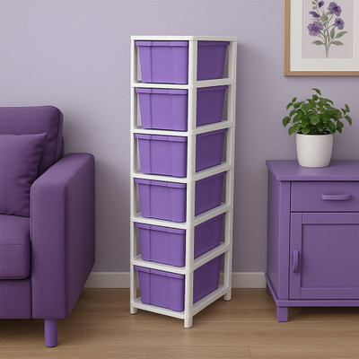 MAXTID 6 layer Purple Multipurpose plastic drawer Space-Saving Almirah/Foldable Drawer Drawer Divider(Plastic)