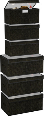 KUBER INDUSTRIES Shelf Organizers(Black, Polyester)