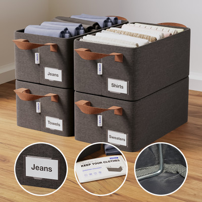 BOXJOY Shelf Organizers(Grey, Polyester)