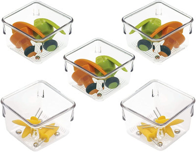 Kepzell 5 Compartments Plastic Drawer Organizer tray(Clear)
