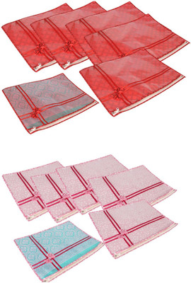 KITTI Saree Covers 12 Set With Transparent Top pink-Red Saree Cover 12 Set -Single-Transparent-Bow-Desgin(Multicolor)