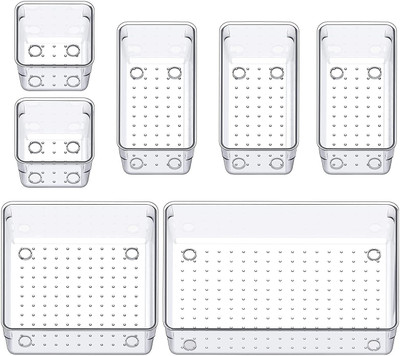 Swara 7 Compartments unbreakable plastic pan stand, makeup organizer, multiple use.(transparent)