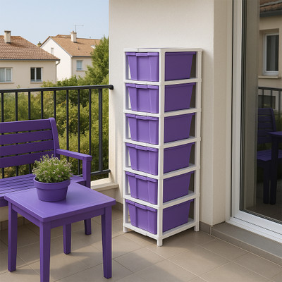 MAXTID 6 layer Purple Storage Organizer/Space-Saving Multipurpose plastic drawer Box Vanity Box(Purple)